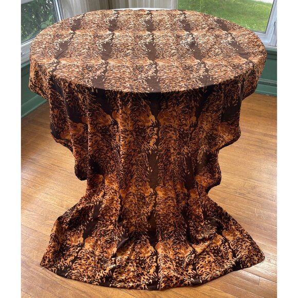 Vintage 80s curtain, brown, leopard / tiger print, faux suede animal print panel - Picture 4 of 9